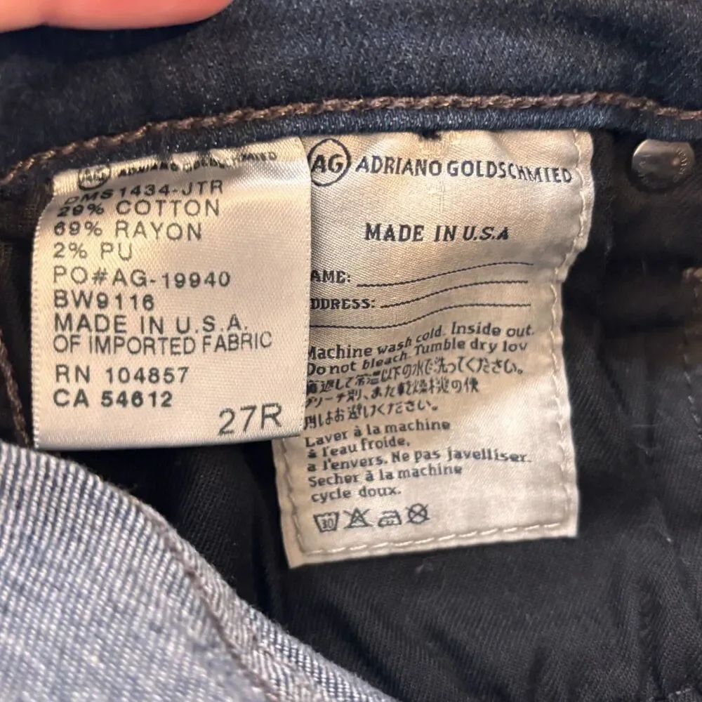 AG Adriano Goldschmied The Prima Mid Rise Cigarette Sz 27R Dark Wash Skinny Jean - Picture 6 of 9